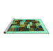 Sideview of Machine Washable Abstract Turquoise Contemporary Area Rugs, wshcon1559turq