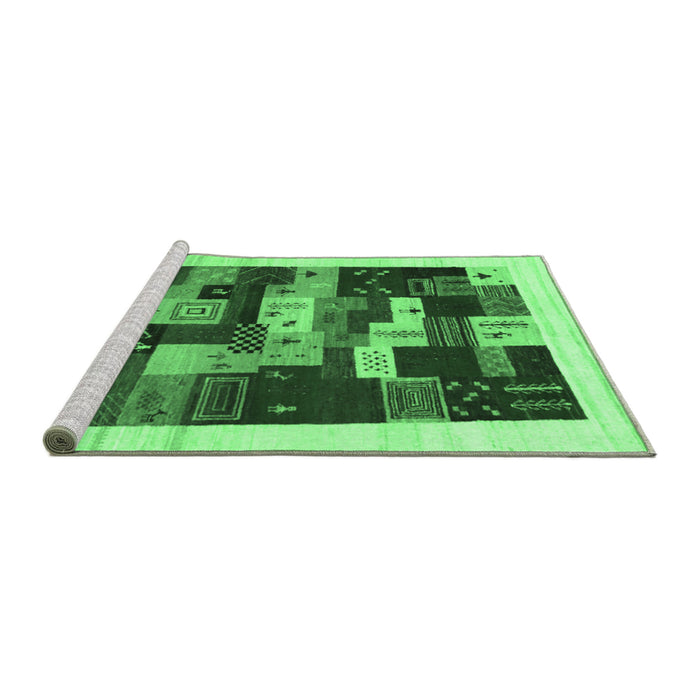 Sideview of Machine Washable Abstract Emerald Green Contemporary Area Rugs, wshcon1559emgrn