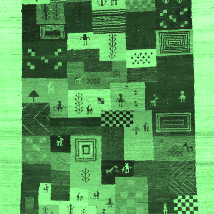 Machine Washable Abstract Emerald Green Contemporary Area Rugs, wshcon1559emgrn