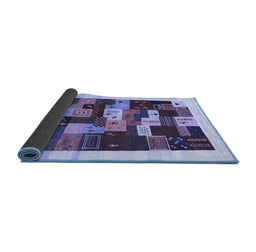 Sideview of Abstract Blue Contemporary Rug, con1559blu