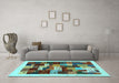 Machine Washable Abstract Light Blue Contemporary Rug in a Living Room, wshcon1559lblu