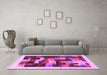 Machine Washable Abstract Purple Contemporary Area Rugs in a Living Room, wshcon1559pur