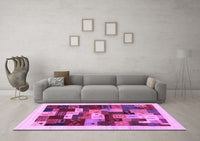 Machine Washable Abstract Purple Contemporary Rug, wshcon1559pur