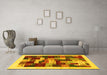 Machine Washable Abstract Yellow Contemporary Rug in a Living Room, wshcon1559yw