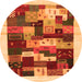 Round Machine Washable Abstract Orange Contemporary Area Rugs, wshcon1559org