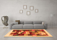 Machine Washable Abstract Orange Contemporary Rug, wshcon1559org