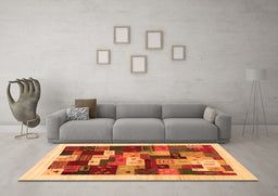 Machine Washable Abstract Orange Contemporary Area Rugs in a Living Room, wshcon1559org