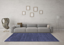 Machine Washable Abstract Blue Contemporary Rug in a Living Room, wshcon155blu