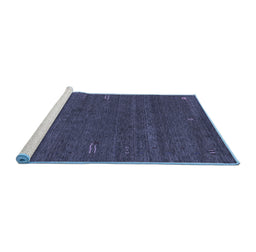 Sideview of Machine Washable Abstract Blue Contemporary Rug, wshcon155blu