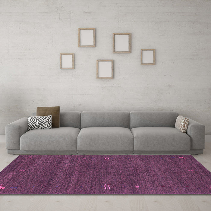 Machine Washable Abstract Purple Contemporary Area Rugs in a Living Room, wshcon155pur