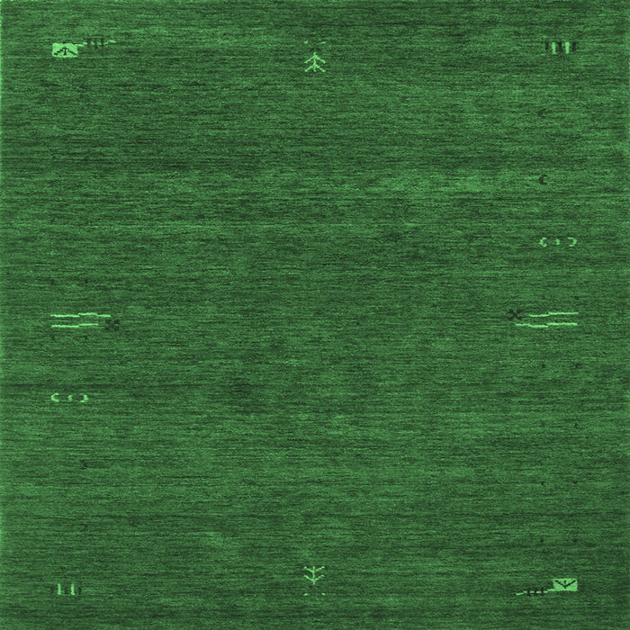 Square Machine Washable Abstract Emerald Green Contemporary Area Rugs, wshcon155emgrn