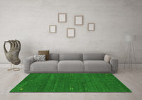 Machine Washable Abstract Green Contemporary Rug, wshcon155grn