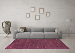 Machine Washable Abstract Pink Contemporary Rug in a Living Room, wshcon155pnk