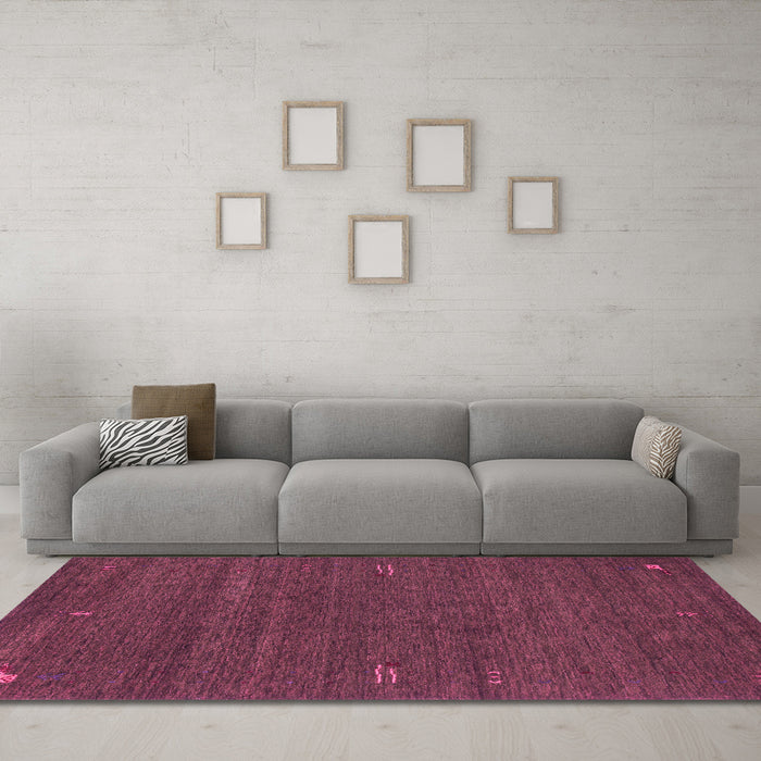 Machine Washable Abstract Pink Contemporary Rug in a Living Room, wshcon155pnk