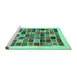 Sideview of Machine Washable Abstract Turquoise Contemporary Area Rugs, wshcon1560turq