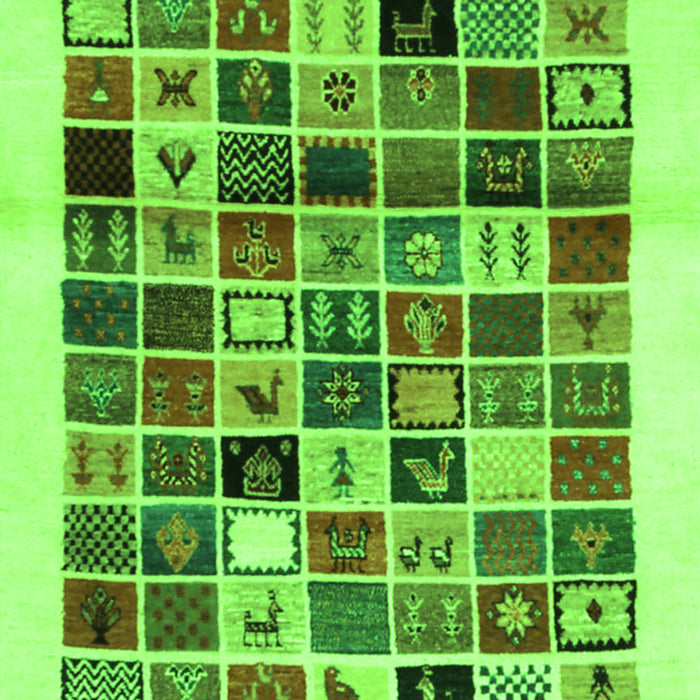 Serging Thickness of Machine Washable Abstract Green Contemporary Area Rugs, wshcon1560grn