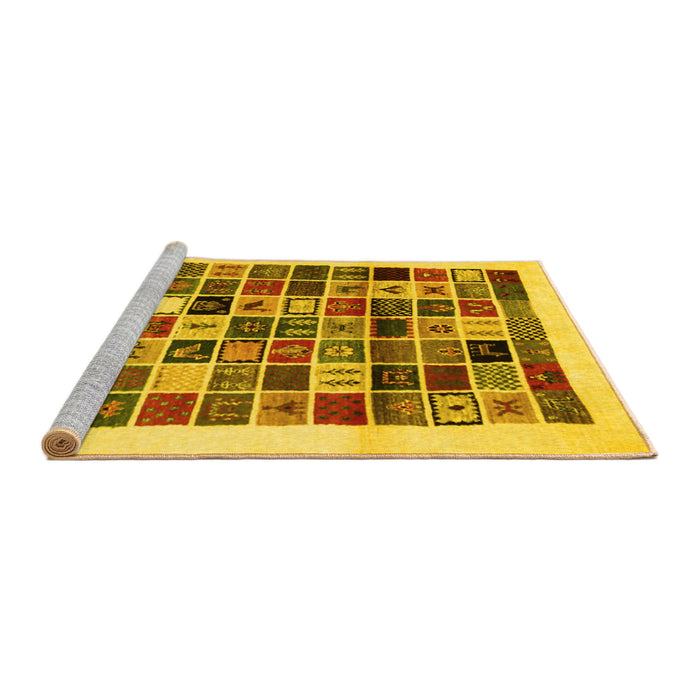 Sideview of Machine Washable Abstract Yellow Contemporary Rug, wshcon1560yw