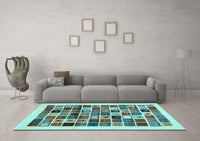 Machine Washable Abstract Light Blue Contemporary Rug, wshcon1560lblu