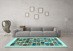 Machine Washable Abstract Light Blue Contemporary Rug in a Living Room, wshcon1560lblu