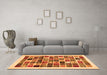 Machine Washable Abstract Orange Contemporary Area Rugs in a Living Room, wshcon1560org