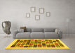 Machine Washable Abstract Yellow Contemporary Rug in a Living Room, wshcon1560yw