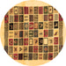 Round Abstract Brown Contemporary Rug, con1560brn