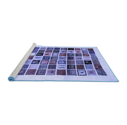 Sideview of Machine Washable Abstract Blue Contemporary Rug, wshcon1560blu