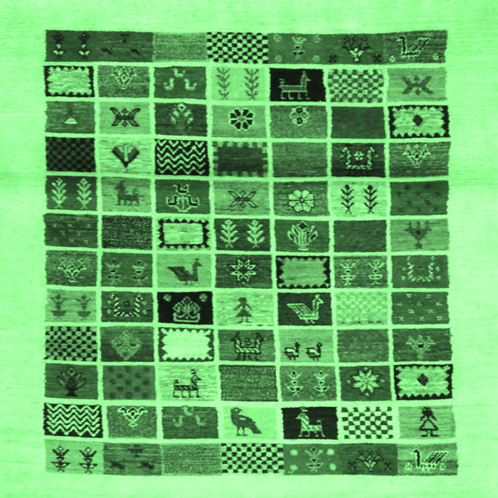 Square Abstract Emerald Green Contemporary Rug, con1560emgrn