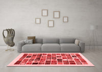 Machine Washable Abstract Red Contemporary Rug, wshcon1560red