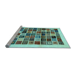 Sideview of Machine Washable Abstract Light Blue Contemporary Rug, wshcon1560lblu