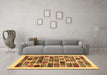 Machine Washable Abstract Brown Contemporary Rug in a Living Room,, wshcon1560brn