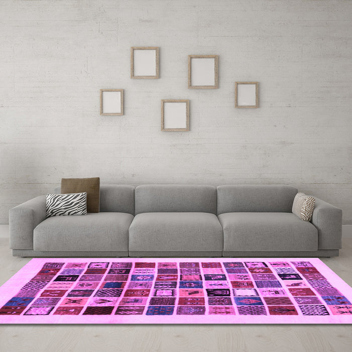 Machine Washable Abstract Purple Contemporary Area Rugs in a Living Room, wshcon1560pur