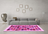 Machine Washable Abstract Pink Contemporary Rug, wshcon1560pnk