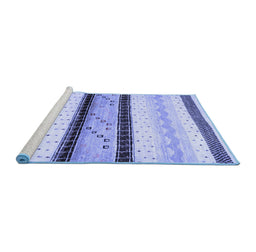 Sideview of Machine Washable Abstract Blue Contemporary Rug, wshcon1561blu