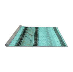 Sideview of Machine Washable Abstract Light Blue Contemporary Rug, wshcon1561lblu