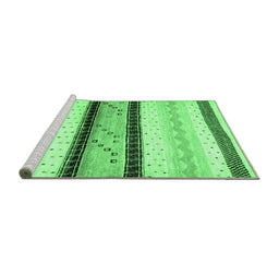 Sideview of Machine Washable Abstract Emerald Green Contemporary Area Rugs, wshcon1561emgrn