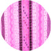 Round Machine Washable Abstract Pink Contemporary Rug, wshcon1561pnk