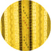 Round Abstract Yellow Contemporary Rug, con1561yw