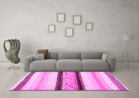 Machine Washable Abstract Pink Contemporary Rug, wshcon1561pnk