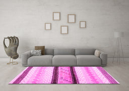 Machine Washable Abstract Pink Contemporary Rug in a Living Room, wshcon1561pnk