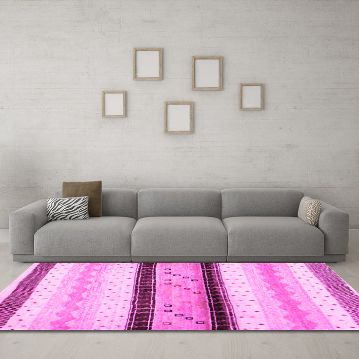 Machine Washable Abstract Pink Contemporary Rug in a Living Room, wshcon1561pnk
