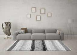 Machine Washable Abstract Gray Contemporary Rug in a Living Room,, wshcon1561gry
