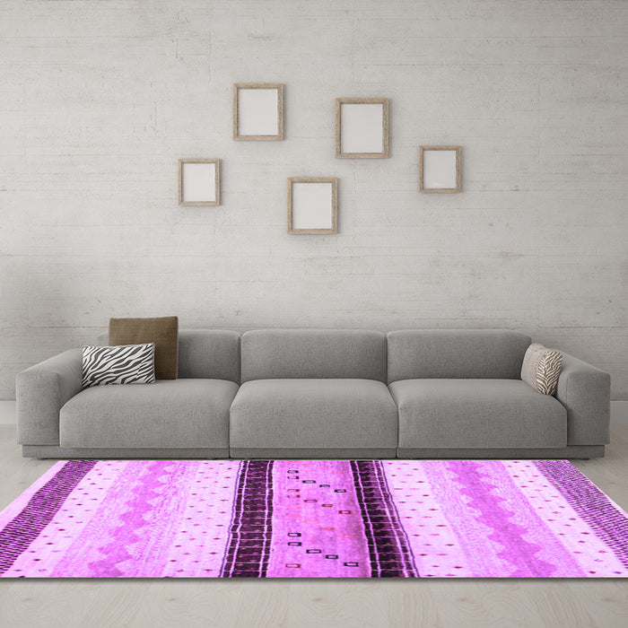 Machine Washable Abstract Purple Contemporary Area Rugs in a Living Room, wshcon1561pur