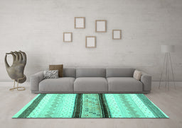 Machine Washable Abstract Turquoise Contemporary Area Rugs in a Living Room,, wshcon1561turq