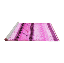 Sideview of Machine Washable Abstract Pink Contemporary Rug, wshcon1561pnk