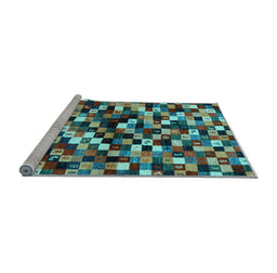 Sideview of Machine Washable Abstract Light Blue Contemporary Rug, wshcon1562lblu