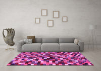 Machine Washable Abstract Pink Contemporary Rug, wshcon1562pnk