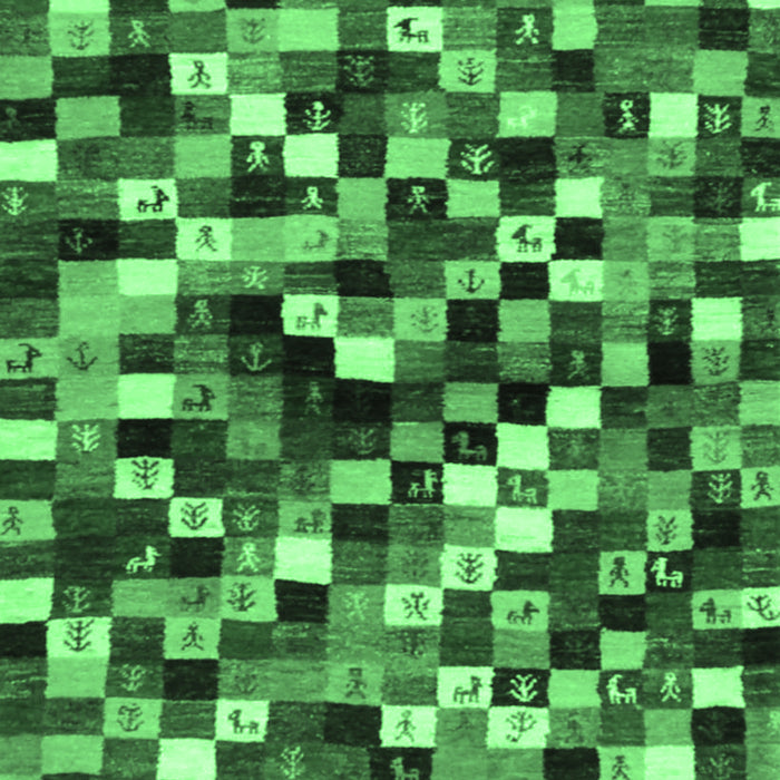 Machine Washable Abstract Emerald Green Contemporary Area Rugs, wshcon1562emgrn