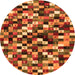 Square Abstract Orange Contemporary Rug, con1562org