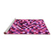 Sideview of Machine Washable Abstract Pink Contemporary Rug, wshcon1562pnk